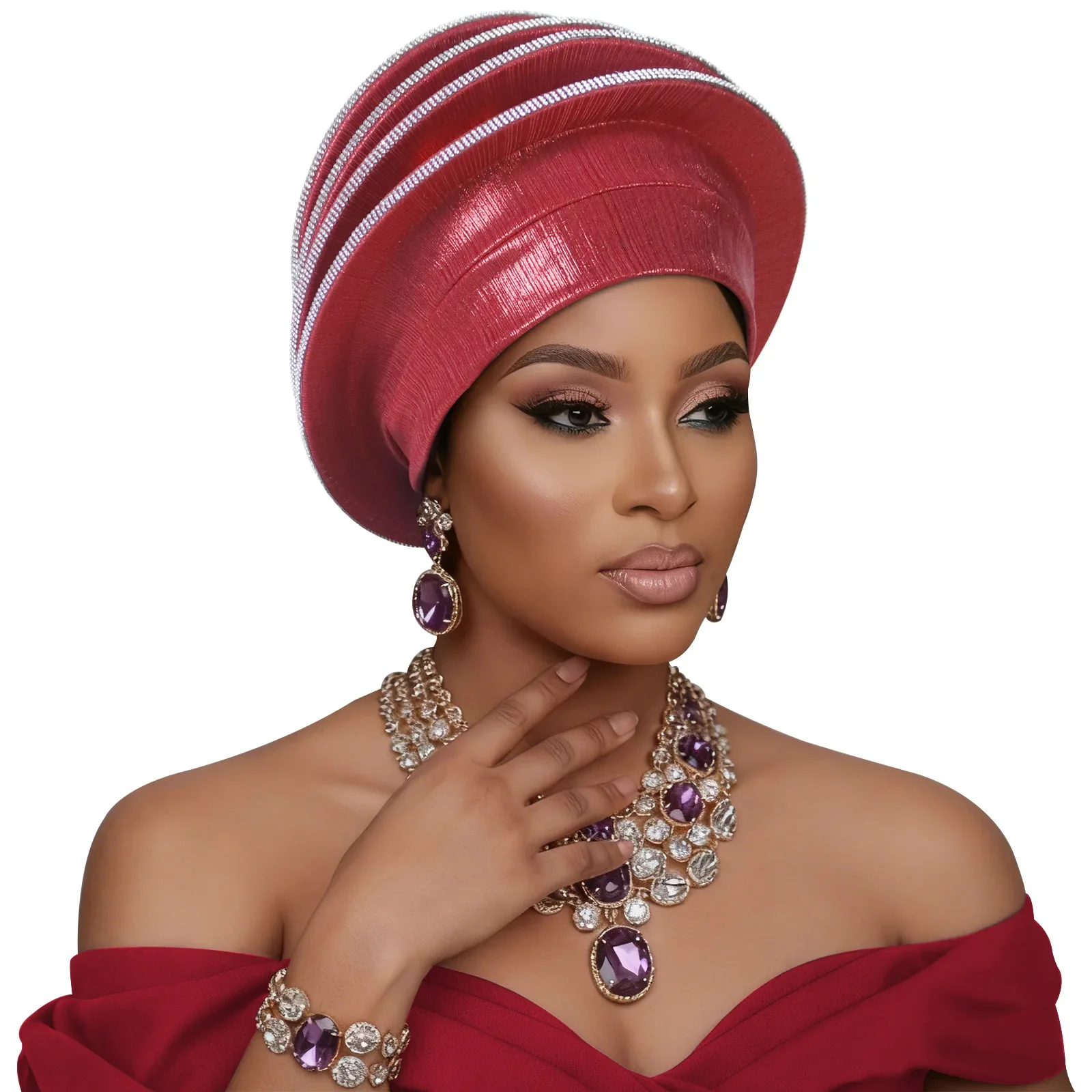Elegant Spiral Beret for Women Afrcian Turban Cap Head Wraps Female Berets Nigeria Headpiece Wedding Party Geles Bonnet Headgear
Elegant Spiral Beret for Women Afrcian Turban Cap Head Wraps Female Berets Nigeria Headpiece Wedding Party Geles Bonnet Headgear