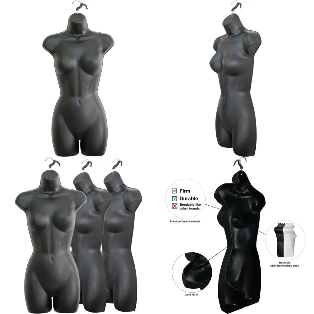 Stackable Female Dress Form, S-M Size, Black, 3-Pack for T-Shirt Display, Design, and Craft Shows
Stackable Female Dress Form, S-M Size, Black, 3-Pack for T-Shirt Display, Design, and Craft Shows