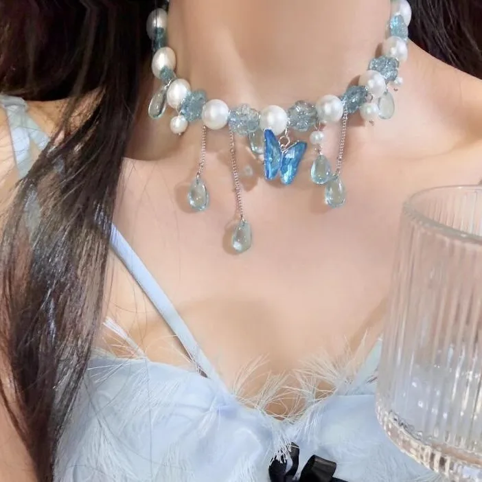 Blue Butterfly Pearl Necklace Personality Trend Exquisite Crystal Pendant Necklace Fashion Jewelry Holiday Gifts for Girlfriend
Blue Butterfly Pearl Necklace Personality Trend Exquisite Crystal Pendant Necklace Fashion Jewelry Holiday Gifts for Girlfriend