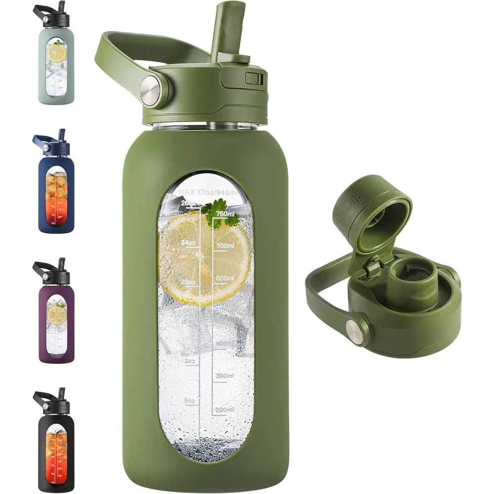 32 oz Detachable Straw Large Water Jug with Time Marker and Silicone Sleeve - Ideal for Sports, Outdoors, and Gym
32 oz Detachable Straw Large Water Jug with Time Marker and Silicone Sleeve - Ideal for Sports, Outdoors, and Gym