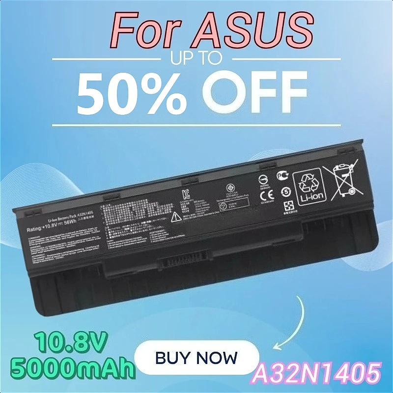 Аккумуляторы для ноутбуков 10,8 В 5000 мАч A32N1405 для ASUS A32N1405 N551Z N551J N551V N751 N771 G551J G58VM
Аккумуляторы для ноутбуков 10,8 В 5000 мАч A32N1405 для ASUS A32N1405 N551Z N551J N551V N751 N771 G551J G58VM