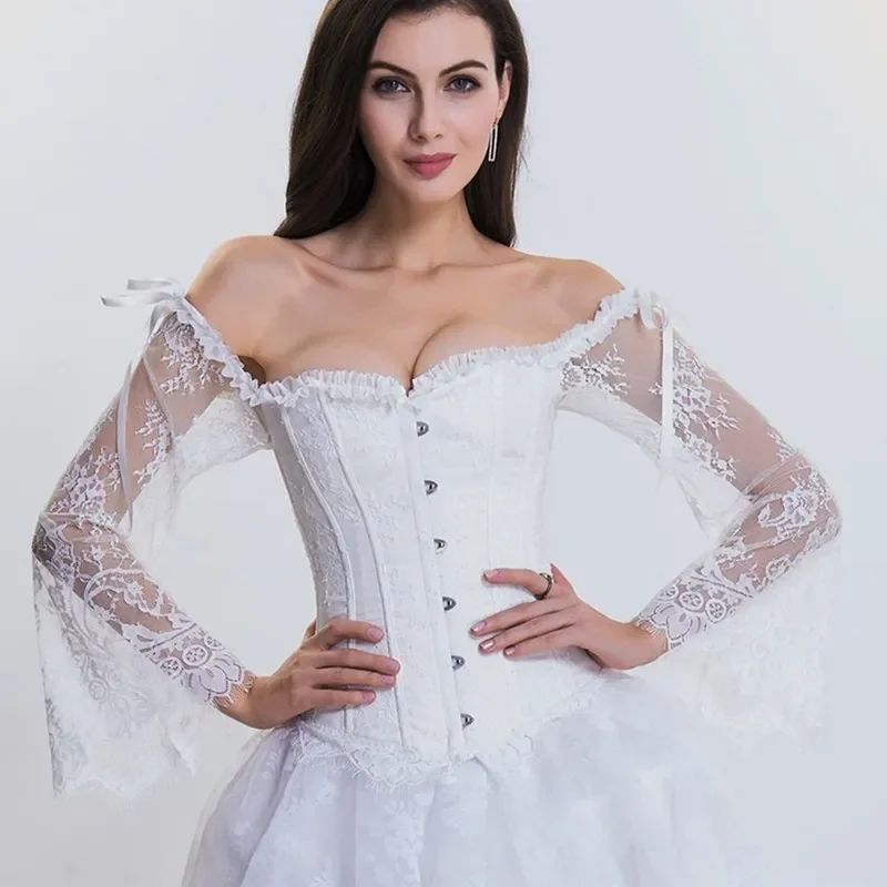 Steampunk Corset Bustier Gothic Corselet Sexy Long Sleeve Lace Corselet Lace Up Bustiers Corset White Corset for Party Wedding
Steampunk Corset Bustier Gothic Corselet Sexy Long Sleeve Lace Corselet Lace Up Bustiers Corset White Corset for Party Wedding