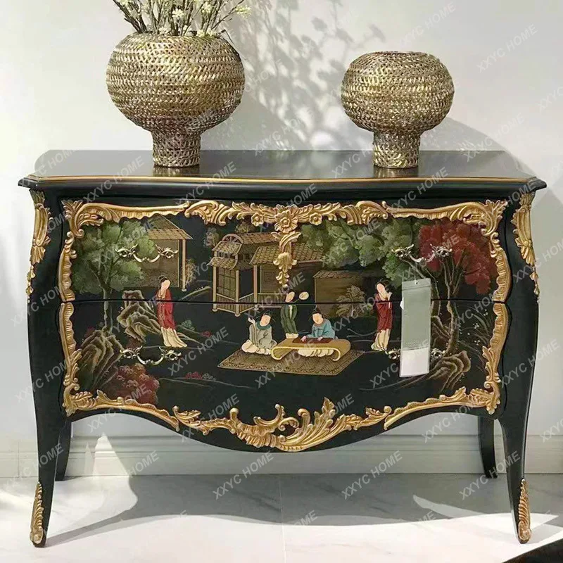 DV solid wood porch cabinet retro palace flower painted chest cabinet bedroom storage decorative cabinet
DV solid wood porch cabinet retro palace flower painted chest cabinet bedroom storage decorative cabinet