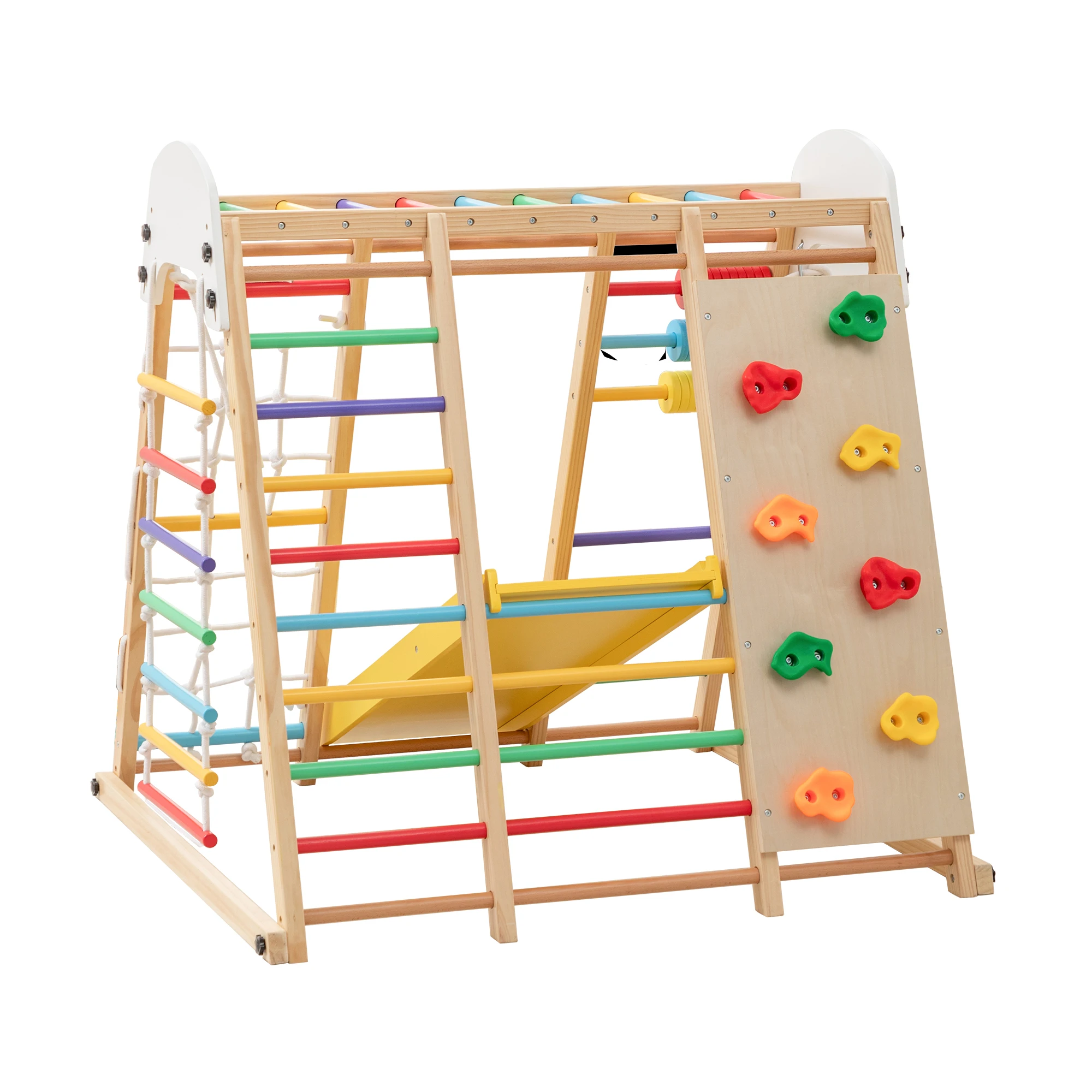 9-in-1 Foldable Kids Climbing Frame & Slide, Wooden Toddler Playset with Swing, Monkey Bars, Climbing Rock & Abacus Game, Heavy Duty 176 LBS Capacity, Local Warehouse Fast Shipping
9-in-1 Foldable Kids Climbing Frame & Slide, Wooden Toddler Playset with Swing, Monkey Bars, Climbing Rock & Abacus Game, Heavy Duty 176 LBS Capacity, Local Warehouse Fast Shipping