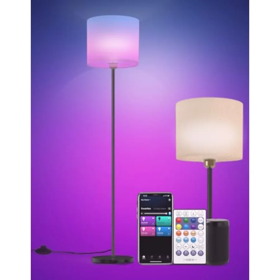 Floor lamp for Living Room Works with Alexa and Google White Linen Lamp Shade LED Bright Tall Standing Smart Floor Lamp with Re
Floor lamp for Living Room Works with Alexa and Google White Linen Lamp Shade LED Bright Tall Standing Smart Floor Lamp with Re