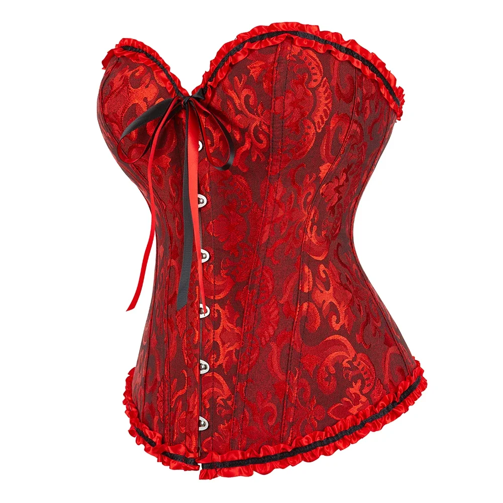 Lace Up Corset Overbust Jacquard Floral Bustier Fish Boned Gothic Gorset Plus Size Sexy Outfit Korset
Lace Up Corset Overbust Jacquard Floral Bustier Fish Boned Gothic Gorset Plus Size Sexy Outfit Korset
