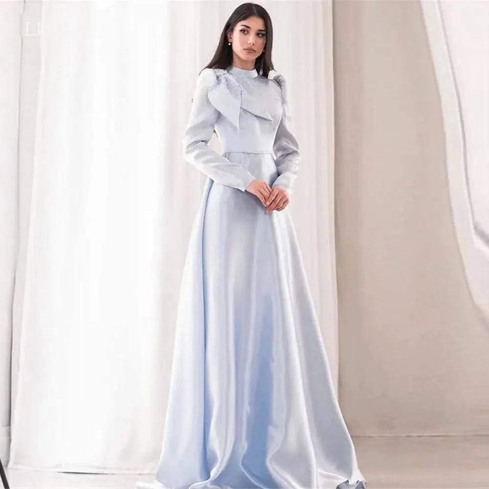 LISM Vintage Light Blue Satin A-Line Wedding Dresses Glitter Long Sleeves High Neck Beads Bow Elegant Formal Party Prom Gowns
LISM Vintage Light Blue Satin A-Line Wedding Dresses Glitter Long Sleeves High Neck Beads Bow Elegant Formal Party Prom Gowns
