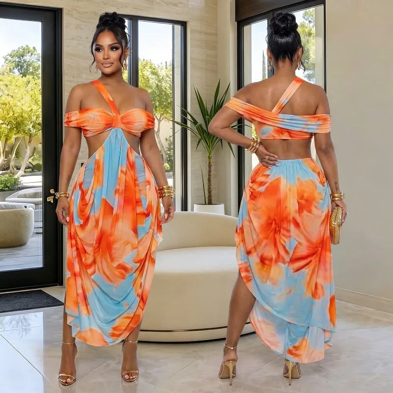 Tie‑Dye Printed Maxi Dress for Women Asymmetrical One‑Shoulder Cutout Waist Open Back High‑Low Hem Party Vacation Long Dresses
Tie‑Dye Printed Maxi Dress for Women Asymmetrical One‑Shoulder Cutout Waist Open Back High‑Low Hem Party Vacation Long Dresses
