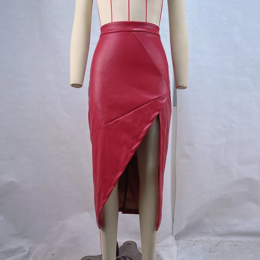 2026 New European American Women Fashionable Solid Color PU Leather Splicing High Waist Slim Fit Slit Irregular Leather Skirt
2026 New European American Women Fashionable Solid Color PU Leather Splicing High Waist Slim Fit Slit Irregular Leather Skirt