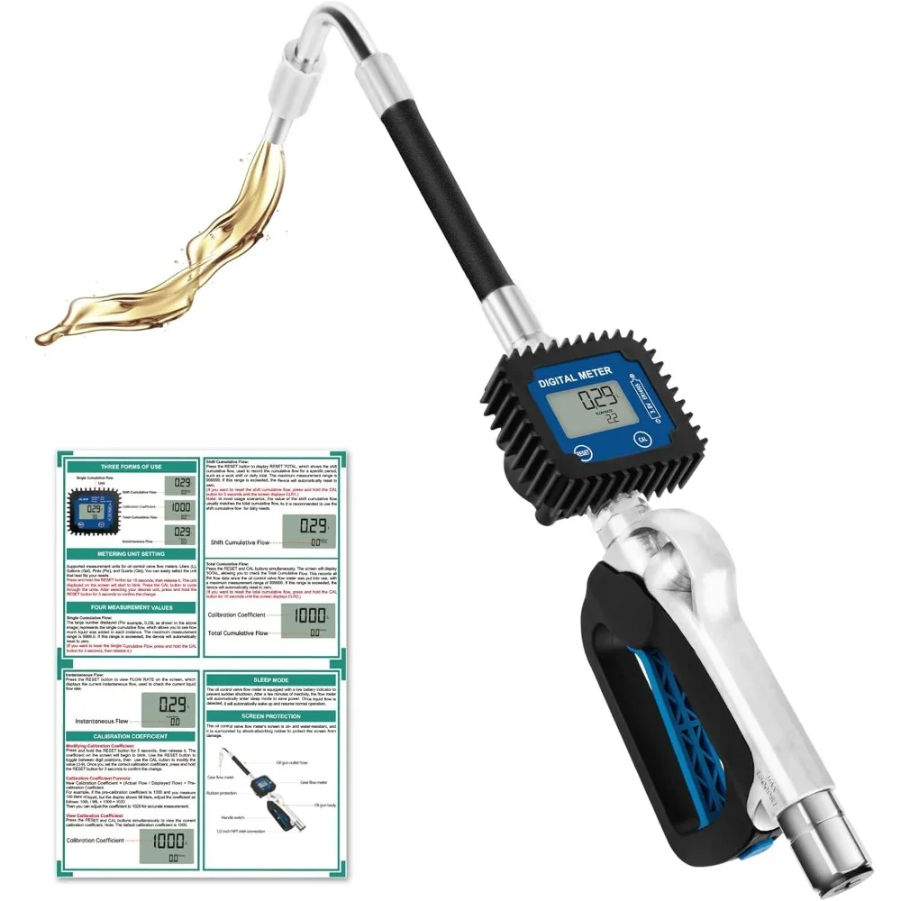 Digital Oil Control Valve Flow Meter Dispenser Nozzle 10 GPM / 35 LPM, Heavy Duty Air Operated Electronic Oil Metering Gun 1/2 I
Digital Oil Control Valve Flow Meter Dispenser Nozzle 10 GPM / 35 LPM, Heavy Duty Air Operated Electronic Oil Metering Gun 1/2 I