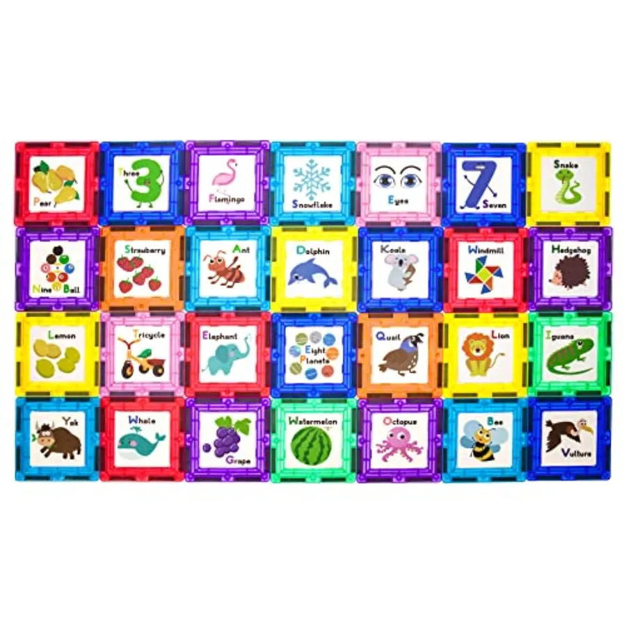 Magnetic Building Blocks with Tiles and Educational Artwork Graphic Click-in Inserts Magnet Construction Toy Set STEM Learning
Magnetic Building Blocks with Tiles and Educational Artwork Graphic Click-in Inserts Magnet Construction Toy Set STEM Learning