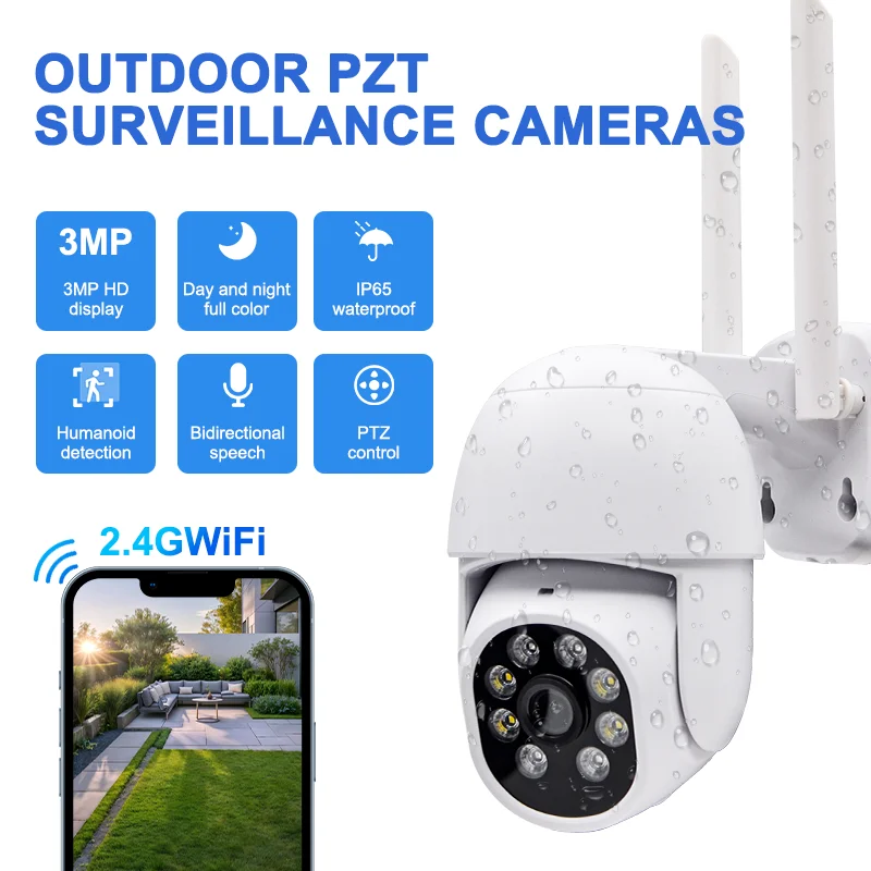 Wireless PTZ Camera 3MP Color Night Vision Auto Tracking Wifi IP Camera Smart Home Indoor and Outdoor CCTV Surveillance Camera
Wireless PTZ Camera 3MP Color Night Vision Auto Tracking Wifi IP Camera Smart Home Indoor and Outdoor CCTV Surveillance Camera