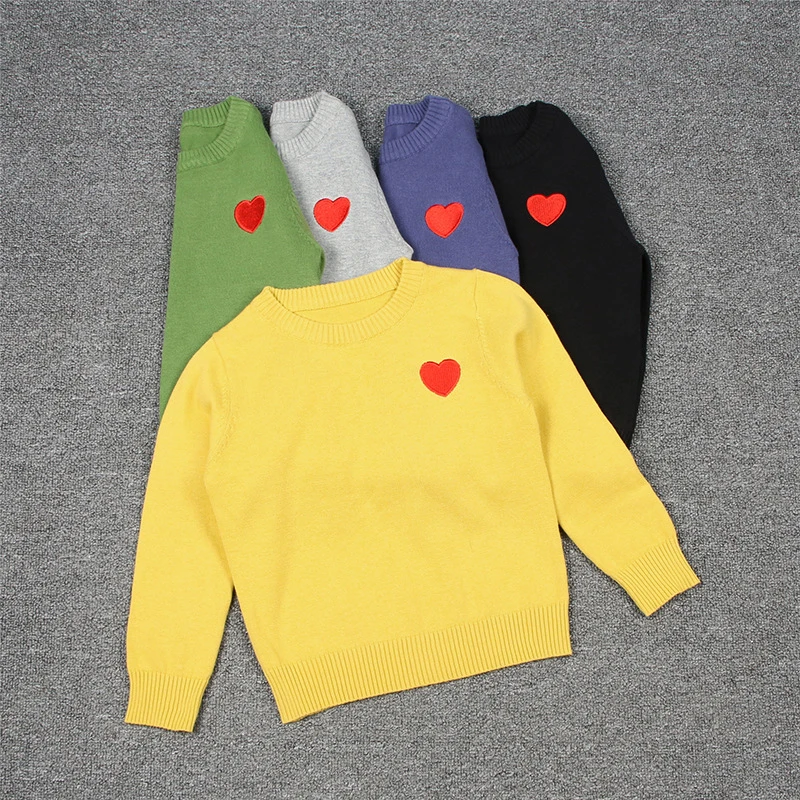 Spring Autumn Heart Embroidery Knitted Sweater Solid Cotton Baby Children Clothing Boys Girls Sweaters Kids Pullover Tops
Spring Autumn Heart Embroidery Knitted Sweater Solid Cotton Baby Children Clothing Boys Girls Sweaters Kids Pullover Tops