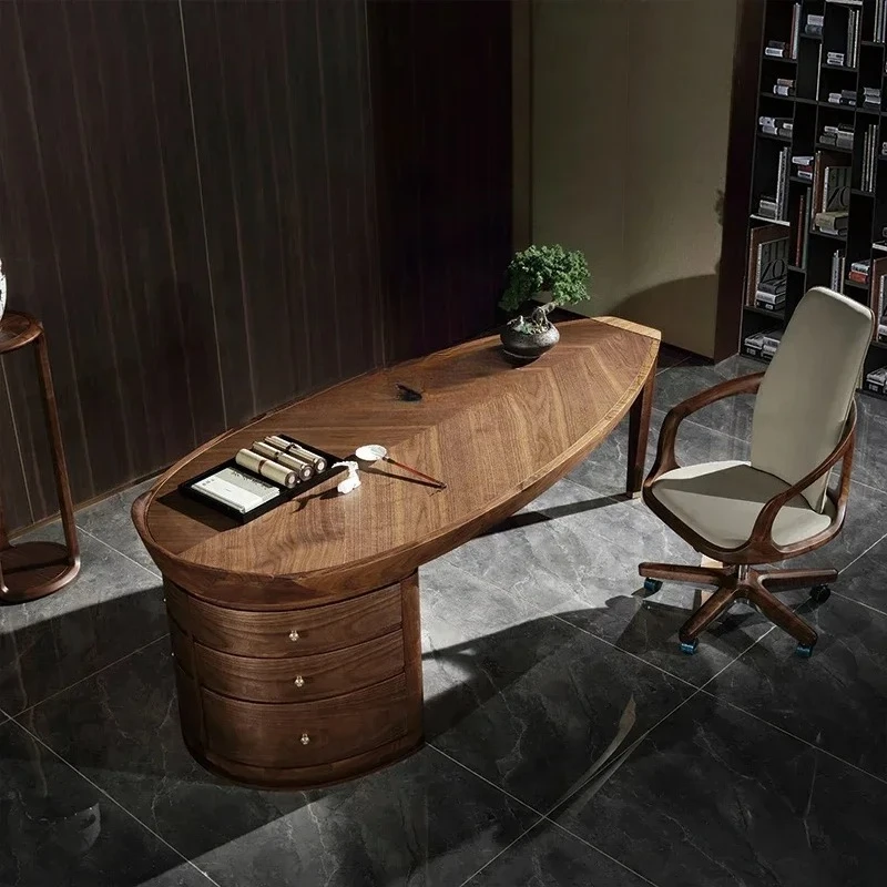Italian solid wood desk simple office boss table walnut president table designer9338
Italian solid wood desk simple office boss table walnut president table designer9338