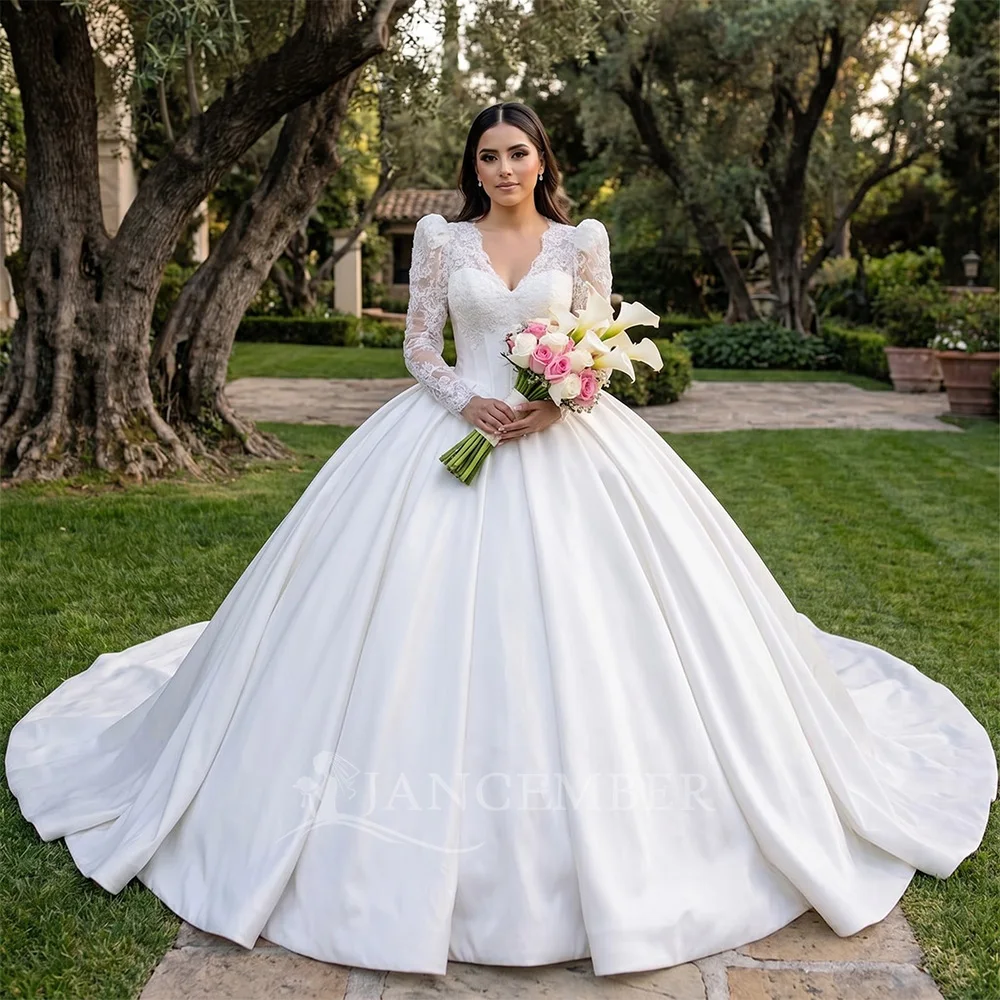 Customized Magnificent White Wedding Dress Strapless Long-sleeved Puffy Skirt Elegant Women's Wedding Dress Vestido de novia
Customized Magnificent White Wedding Dress Strapless Long-sleeved Puffy Skirt Elegant Women's Wedding Dress Vestido de novia