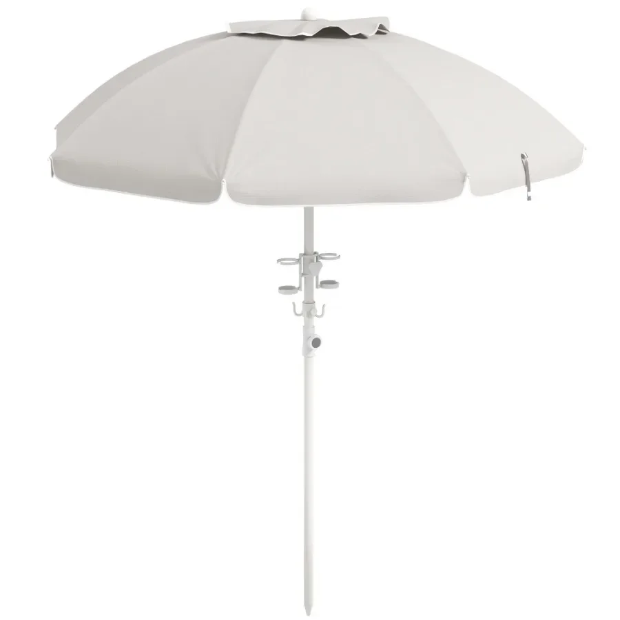 5.7' Portable Beach Umbrella with Tilt Adjustable Height 2 Cup Holders Hooks UV 40+ Ruffled Outdoor Umbrella with Vented Canop
5.7' Portable Beach Umbrella with Tilt Adjustable Height 2 Cup Holders Hooks UV 40+ Ruffled Outdoor Umbrella with Vented Canop
