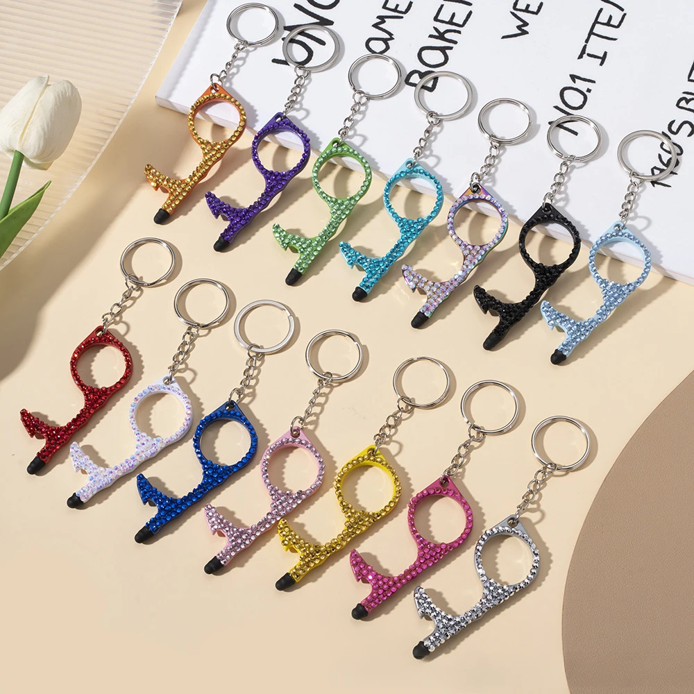 1Pcs Rhinestone Multifunctional Door Opener Self Defense Keychains Non Contact Door Opening Device Key Chains Keyrings Women
1Pcs Rhinestone Multifunctional Door Opener Self Defense Keychains Non Contact Door Opening Device Key Chains Keyrings Women