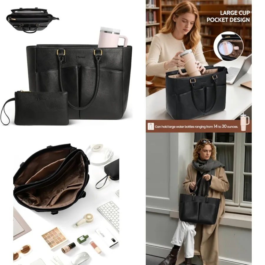 Laptop Tote Bag for Women, Leather Work Tote with Padded Laptop Compartment, Cup Holder, Office Computer Briefcase
Laptop Tote Bag for Women, Leather Work Tote with Padded Laptop Compartment, Cup Holder, Office Computer Briefcase