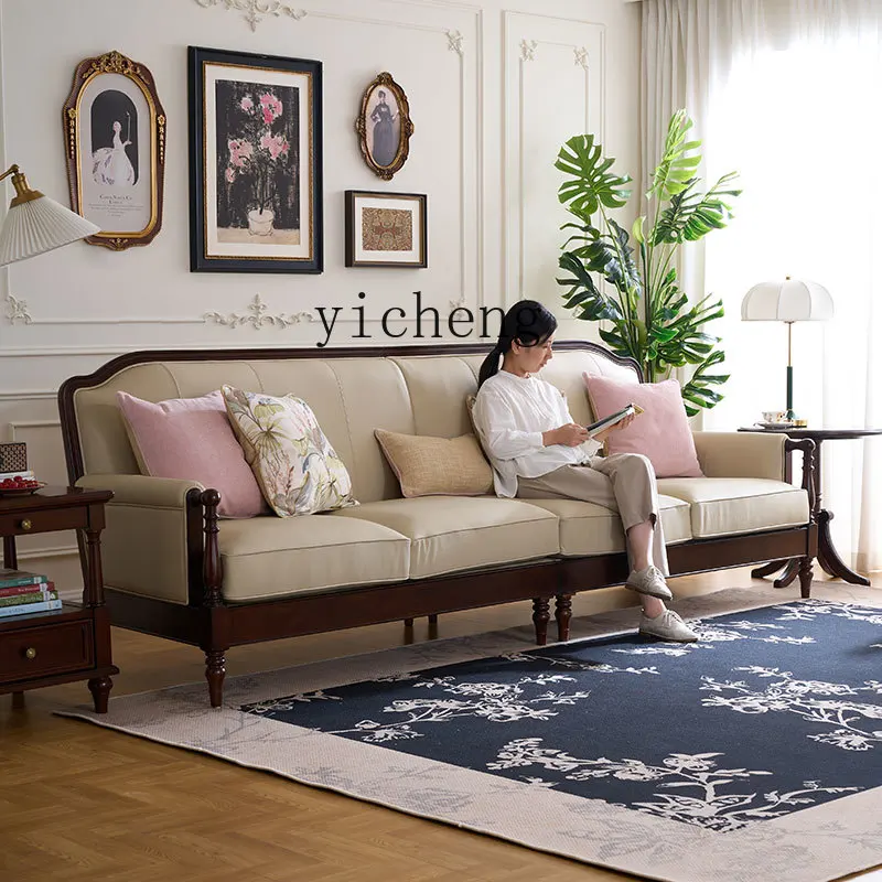 ZC American retro style solid wood first layer cowhide, straight row sofa combination living room furniture
ZC American retro style solid wood first layer cowhide, straight row sofa combination living room furniture