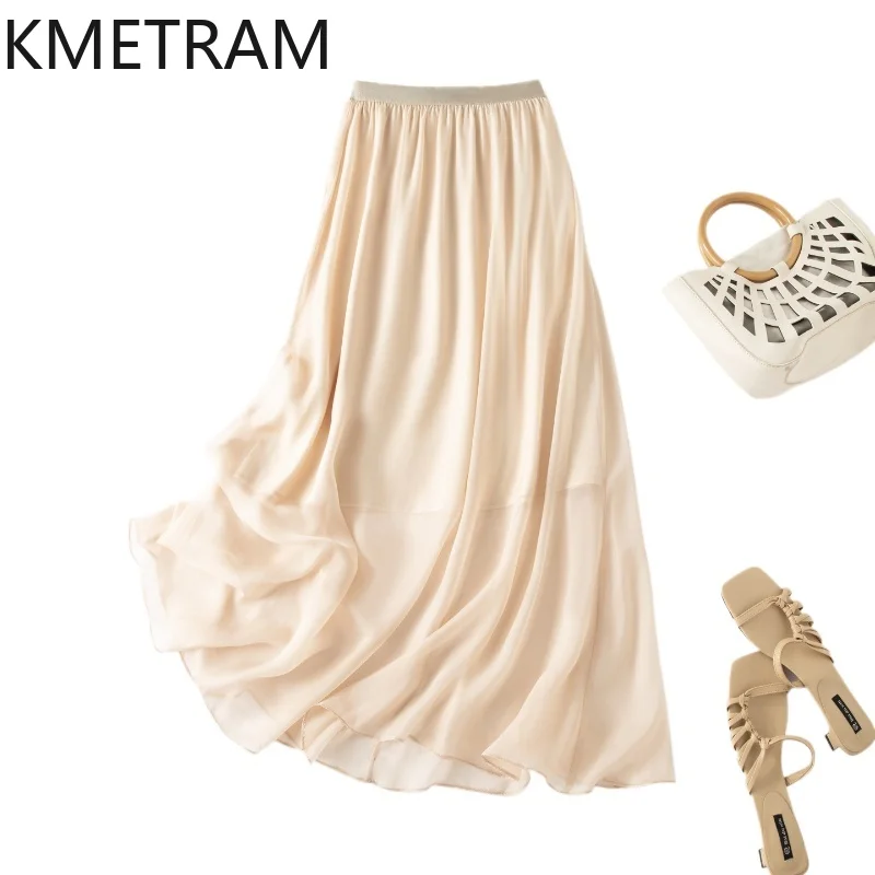 KMETRAM 100% Mulberry Silk Skirts for Women Luxury Solid Color Silk Skirt Summer Vacation Long Skirts Woman Clothes 2026 юбка
KMETRAM 100% Mulberry Silk Skirts for Women Luxury Solid Color Silk Skirt Summer Vacation Long Skirts Woman Clothes 2026 юбка