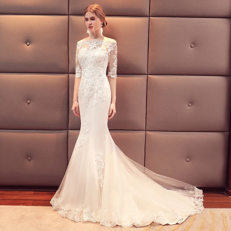 Elegant Mermaid Wedding Dress Appliqued Lace Beads Off Shoulder Full Sleeves Bridal Gown Boho Beach Garden Robe De Mariée
Elegant Mermaid Wedding Dress Appliqued Lace Beads Off Shoulder Full Sleeves Bridal Gown Boho Beach Garden Robe De Mariée