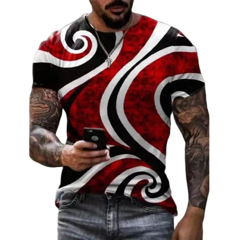 Summer men's short sleeved round neck T-shirt, geometric printed T-shirt, casual trend, fashionable street style
Summer men's short sleeved round neck T-shirt, geometric printed T-shirt, casual trend, fashionable street style