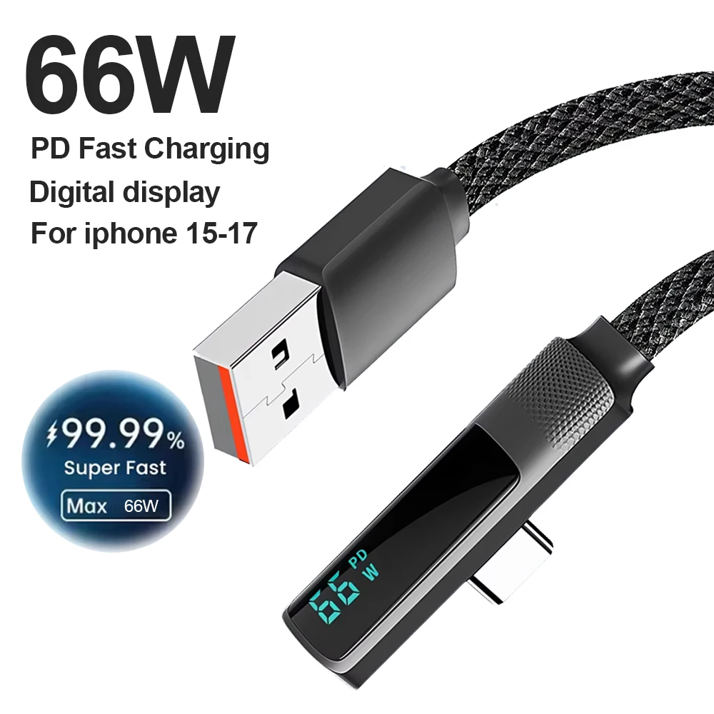100W/66W LED Digital Display USB C to Type C Fast Charging Data Cable for iPhone 17 16 15 pro max Samsung Galaxy S26 S25 S24
100W/66W LED Digital Display USB C to Type C Fast Charging Data Cable for iPhone 17 16 15 pro max Samsung Galaxy S26 S25 S24