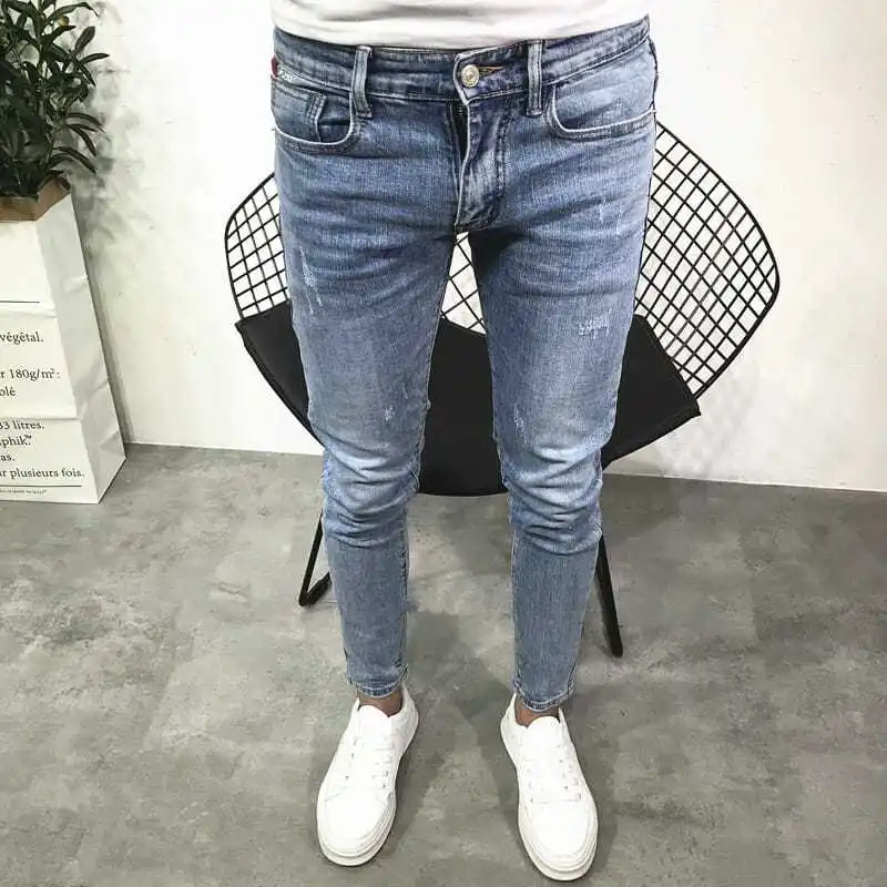 Luxury Brand Men's Summer New Korean Style Slim Stretch Cropped Light Blue Skinny Jeans Pants Popular for Working Man Clothing
Luxury Brand Men's Summer New Korean Style Slim Stretch Cropped Light Blue Skinny Jeans Pants Popular for Working Man Clothing
