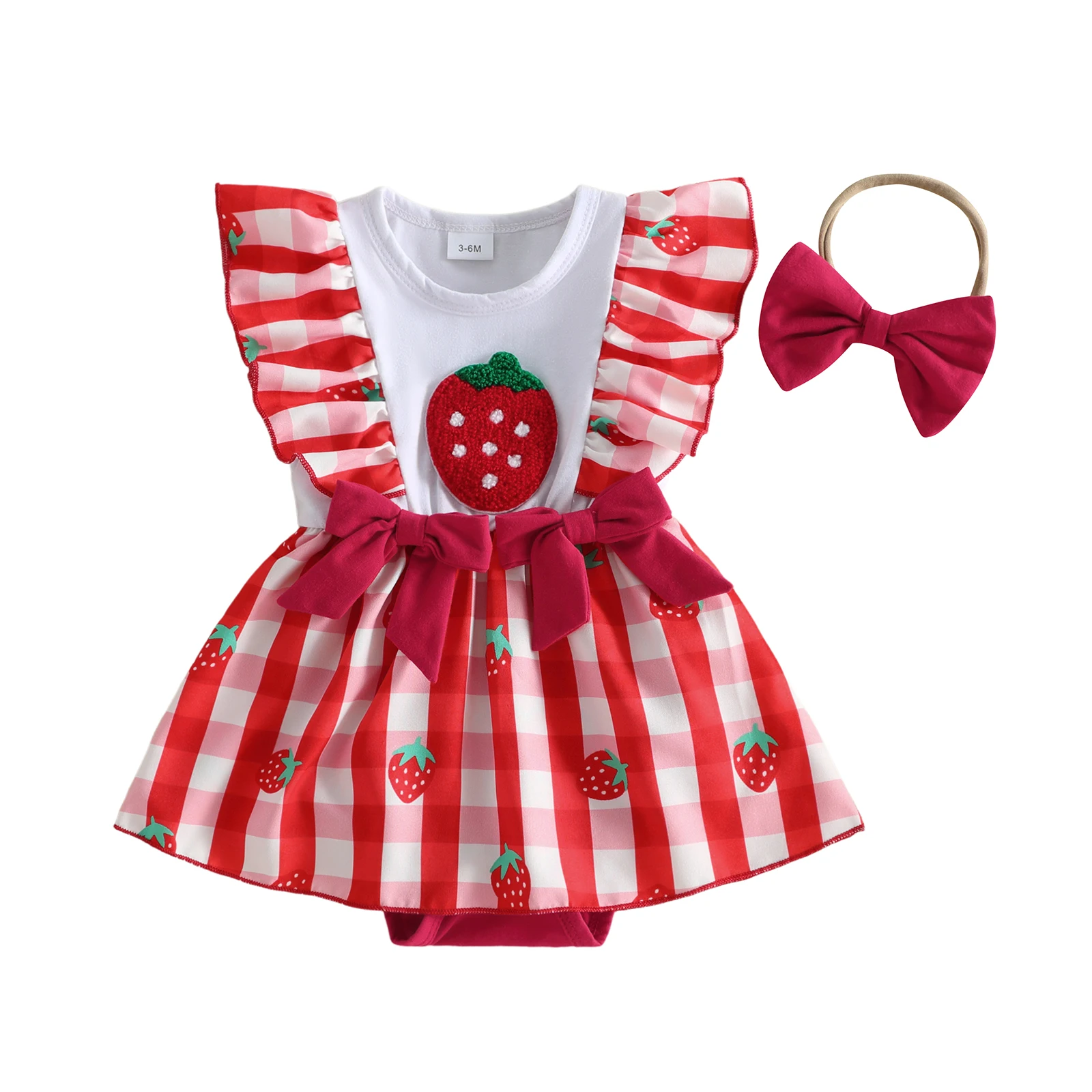 Baby Girl Summer Outfits Ruffle Sleeveless Strawberry Embroidery Romper Dress with Headband Set Newborn Clothes
Baby Girl Summer Outfits Ruffle Sleeveless Strawberry Embroidery Romper Dress with Headband Set Newborn Clothes