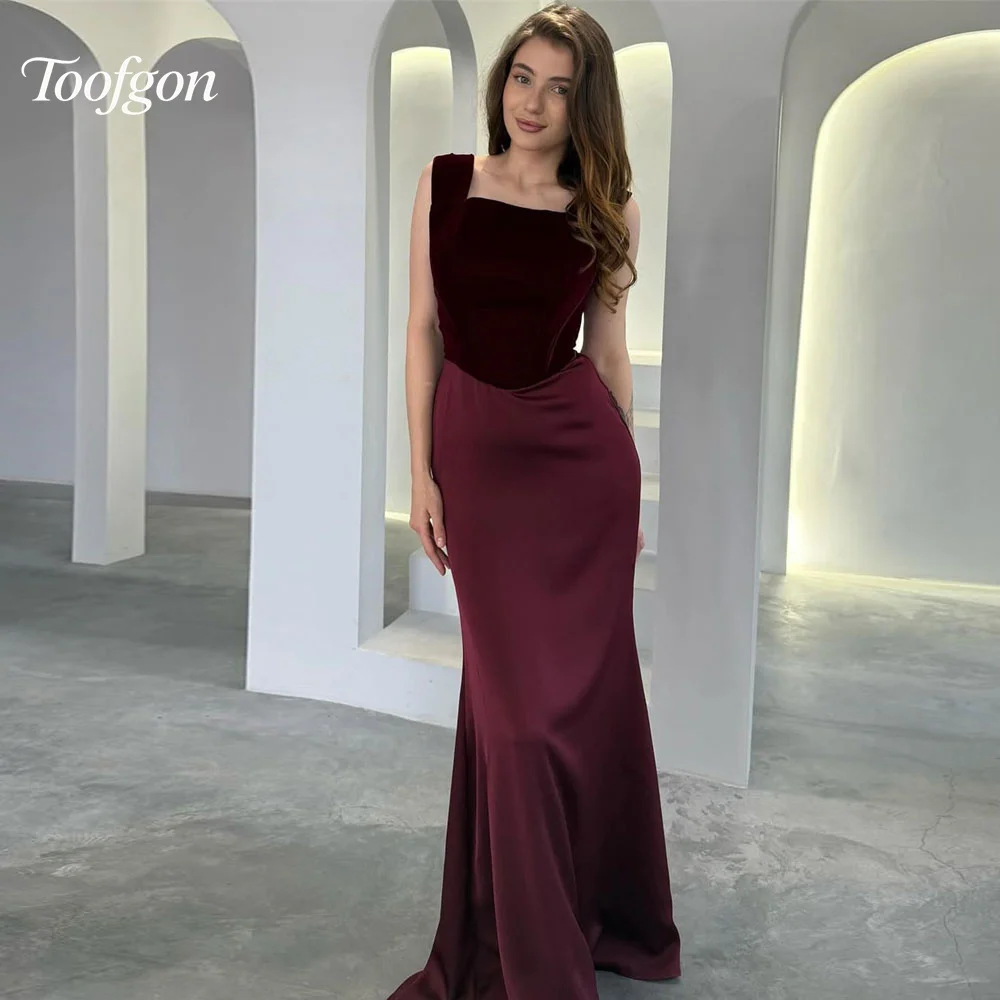 Toofgon Square Neck Mermaid Prom Dresses Customized Satin Velour Women Long Formal Party Dresses Elegant Wedding Engagement Gown
Toofgon Square Neck Mermaid Prom Dresses Customized Satin Velour Women Long Formal Party Dresses Elegant Wedding Engagement Gown