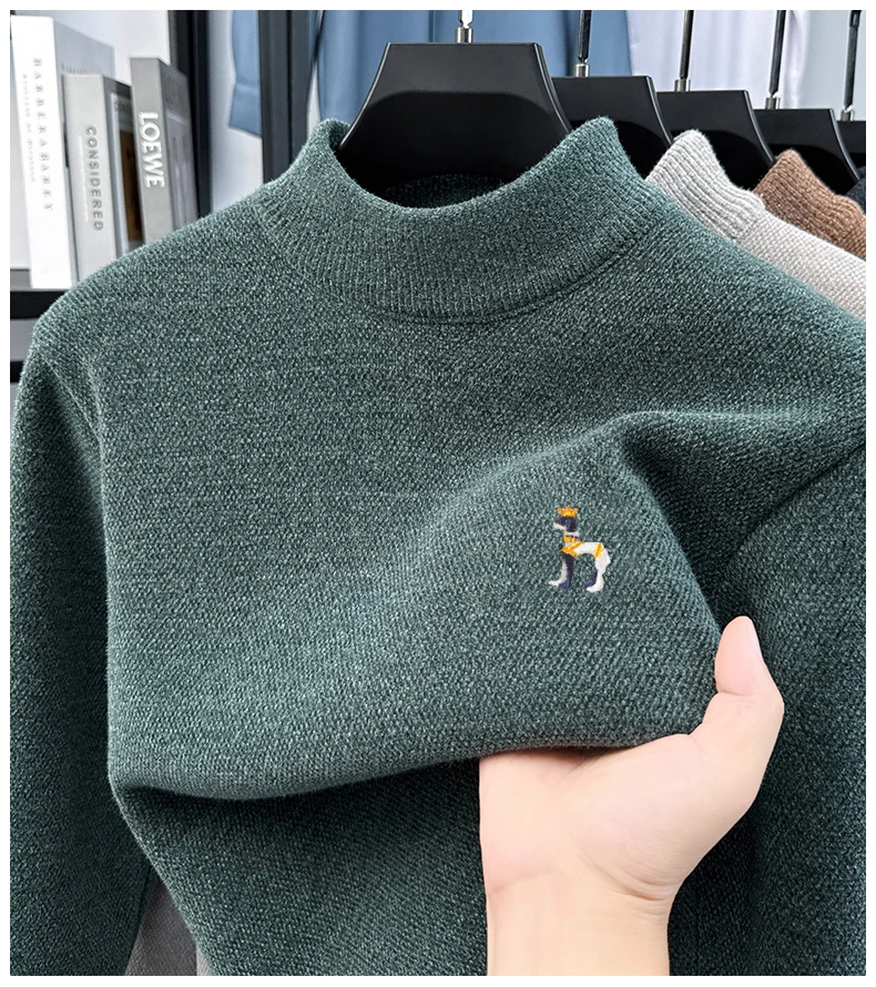 Легкий роскошный бархатный мужской свитер с вышивкой и полувысоким воротом, зима 2025 года, цельный бархатный топ, теплый вязаный базовый свитер
Легкий роскошный бархатный мужской свитер с вышивкой и полувысоким воротом, зима 2025 года, цельный бархатный топ, теплый вязаный базовый свитер