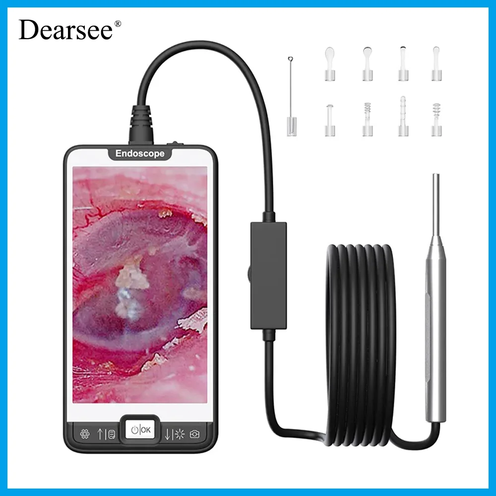 Dearsee 1MP Visual Ear Wax Removal Tool 3.9mm Ear Spoon with 5 Inch Screen Endoscope Camera Smart Children Adult Otoscope
Dearsee 1MP Visual Ear Wax Removal Tool 3.9mm Ear Spoon with 5 Inch Screen Endoscope Camera Smart Children Adult Otoscope