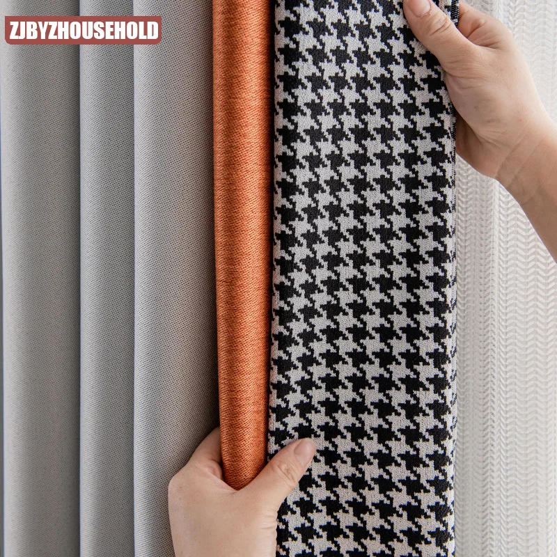 Houndstooth Curtains for Living Dining Room Bedroom Beige Orange Stitching Modern Minimalist Light Luxury Nordic Curtains
Houndstooth Curtains for Living Dining Room Bedroom Beige Orange Stitching Modern Minimalist Light Luxury Nordic Curtains