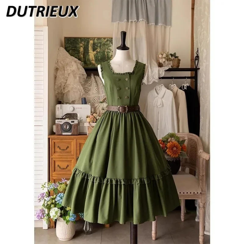 Spring Autumn New Lolita Shirt Temperament Two Piece Set Womens Outifits Retro Elegant JSK Sleeveless Strap Long Dress
Spring Autumn New Lolita Shirt Temperament Two Piece Set Womens Outifits Retro Elegant JSK Sleeveless Strap Long Dress