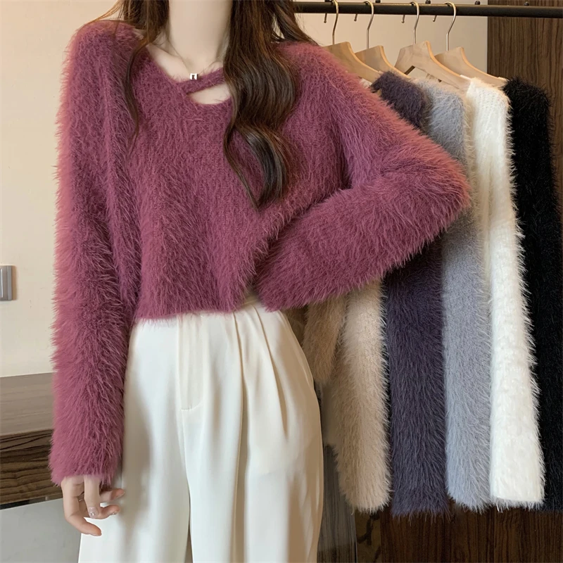 Women Sweater Round Neck Fashion Vintage Leisure Lazy Wind Loose Winter Female Imitation Mink Thicken Warm Knitting Pullover
Women Sweater Round Neck Fashion Vintage Leisure Lazy Wind Loose Winter Female Imitation Mink Thicken Warm Knitting Pullover