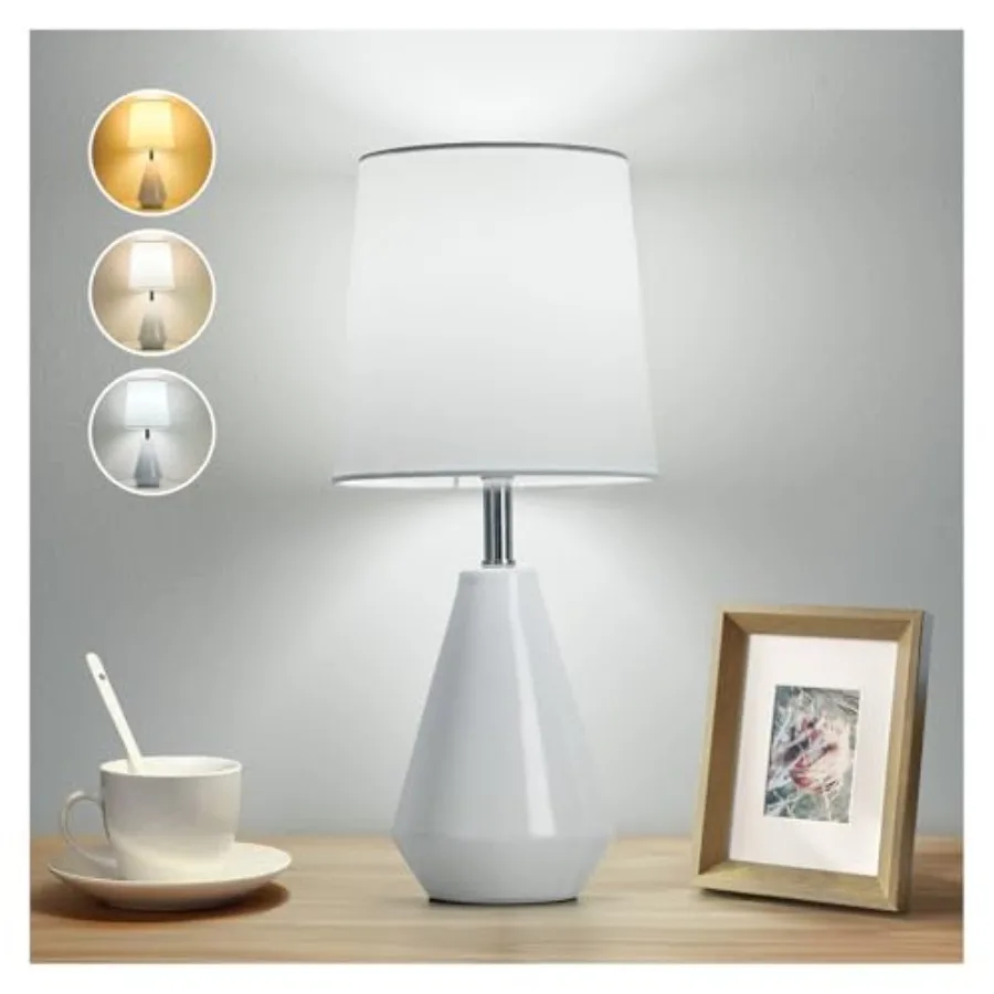 Small Bedside Table Lamp for Bedroom - Reading Desk Lamp with 3 Color Temperatures 15.5" Nightstand Ceramic Lamp with Fabric Sh
Small Bedside Table Lamp for Bedroom - Reading Desk Lamp with 3 Color Temperatures 15.5" Nightstand Ceramic Lamp with Fabric Sh