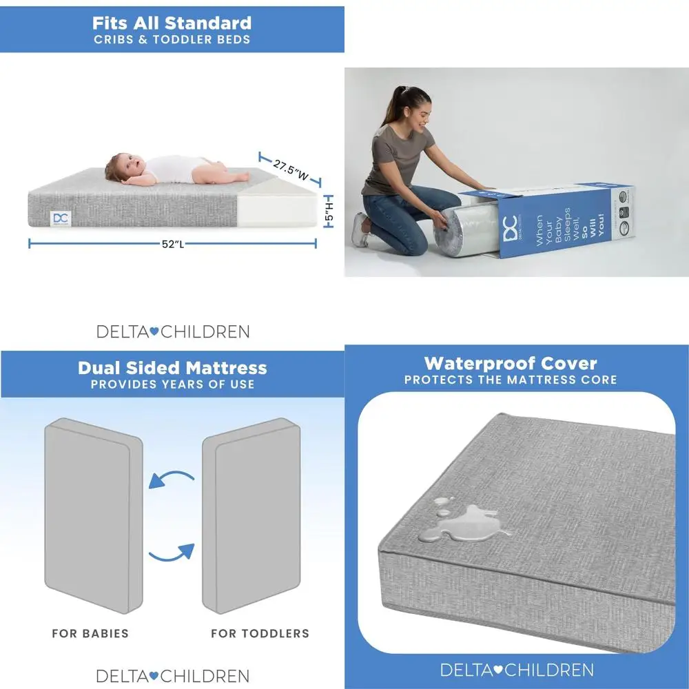 Plant-Based Dual-Sided Crib and Toddler Mattress - Waterproof, 5-Year Warranty, Made in USA, Certified Safe
Plant-Based Dual-Sided Crib and Toddler Mattress - Waterproof, 5-Year Warranty, Made in USA, Certified Safe