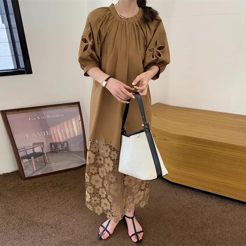 Elegant Lace Hollow Out Hem Vestidos Mujer Spring Summer Dress Lace Up Bow Vestido O-neck Ropa Loose Casual Dresses Women
Elegant Lace Hollow Out Hem Vestidos Mujer Spring Summer Dress Lace Up Bow Vestido O-neck Ropa Loose Casual Dresses Women