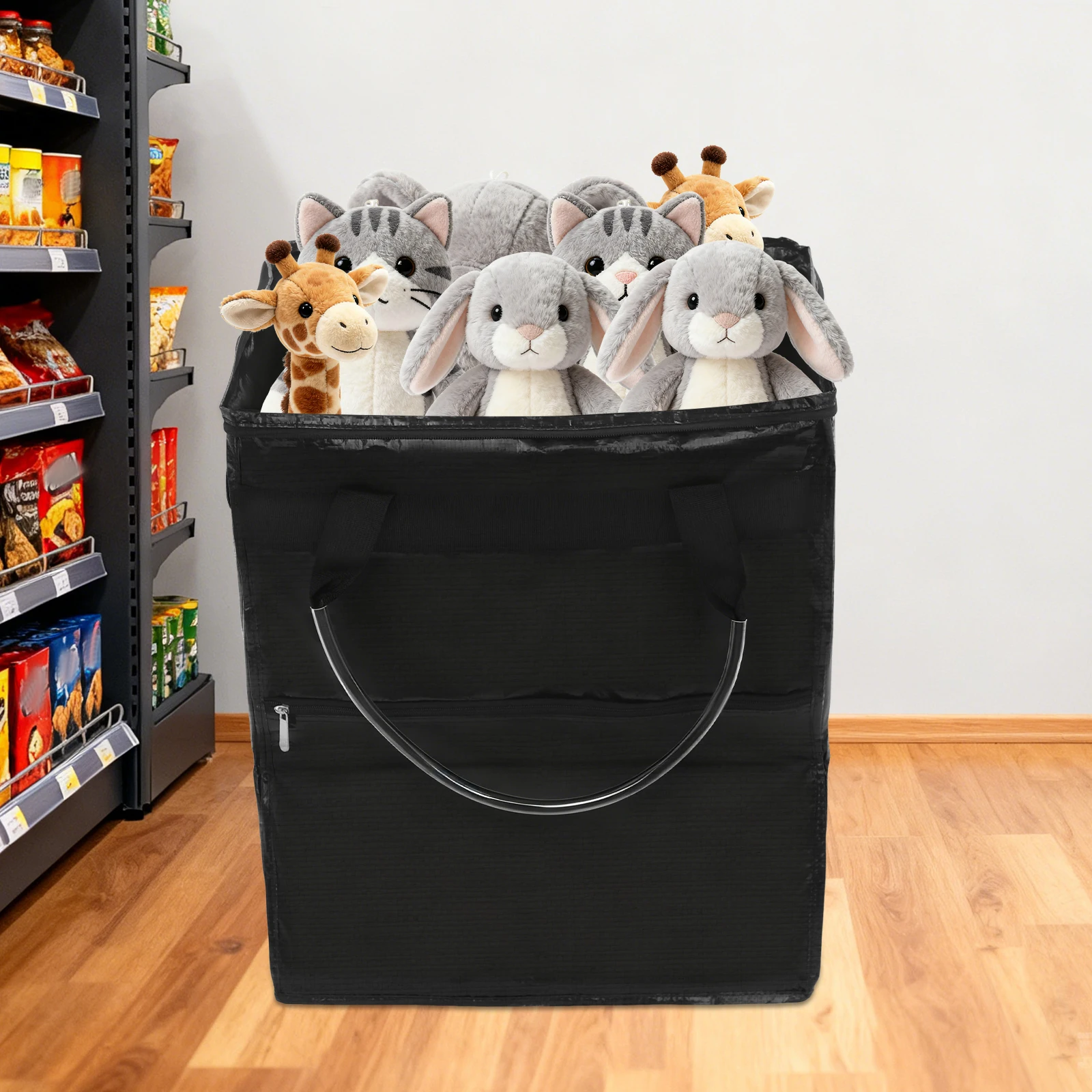 44Lbs Load-Bearing Reusable Grocery Bag, Four Swivel Wheels And Ergonomic Pull Handle For Flexible Smooth Movement
44Lbs Load-Bearing Reusable Grocery Bag, Four Swivel Wheels And Ergonomic Pull Handle For Flexible Smooth Movement