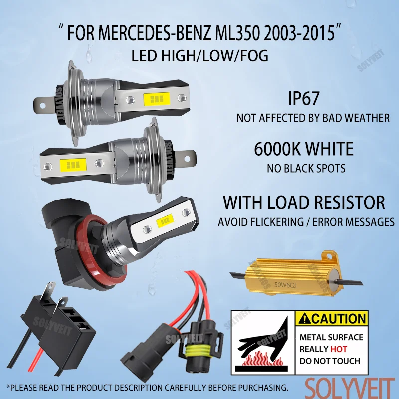 Engineered for Ease: Noiseless LED Conversion with Load Resistor Kit For Mercedes-Benz ML350 2003 2004 2005 2006 2007-2015
Engineered for Ease: Noiseless LED Conversion with Load Resistor Kit For Mercedes-Benz ML350 2003 2004 2005 2006 2007-2015