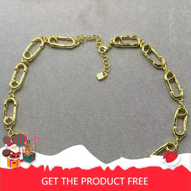 HOT European and American fashion neutral punk gold paper clip necklace women's jewelry
HOT European and American fashion neutral punk gold paper clip necklace women's jewelry