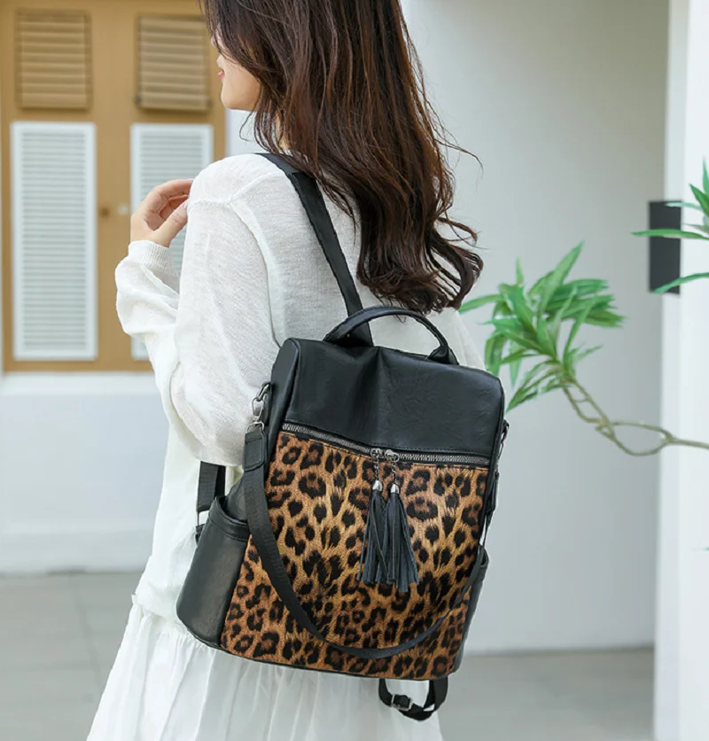 New Women's Fashion Tassels Leopard Printing Leather Travel Backpacks Large Capacity Shoulder Bags Totes Notebook School Bag
New Women's Fashion Tassels Leopard Printing Leather Travel Backpacks Large Capacity Shoulder Bags Totes Notebook School Bag