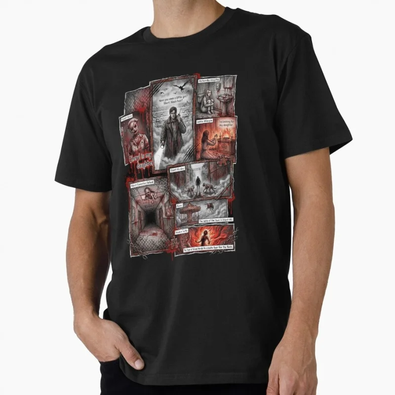 Harry's Journey Foggy Town Silent Hill Horror Graphic Tee Unisex Short Sleeve Gift t Shirt 100% cotton Clothes All size tops
Harry's Journey Foggy Town Silent Hill Horror Graphic Tee Unisex Short Sleeve Gift t Shirt 100% cotton Clothes All size tops