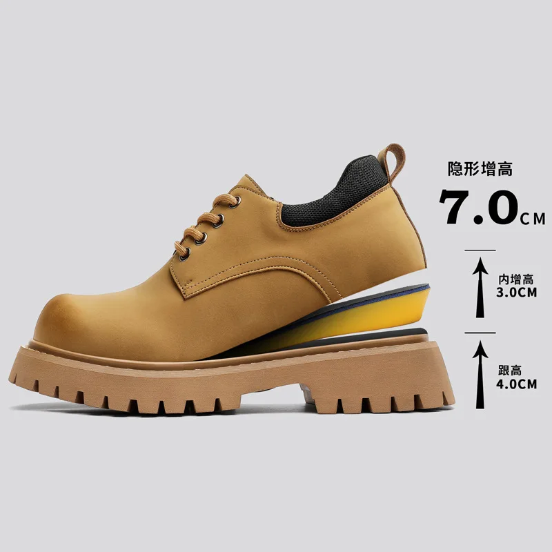Men's Yellow Chunky Work Boots Casual Lace Up Leather Shoes 2026New Trendy Non-slip Thick Sole Outdoor Platform Sneakers for Men
Men's Yellow Chunky Work Boots Casual Lace Up Leather Shoes 2026New Trendy Non-slip Thick Sole Outdoor Platform Sneakers for Men