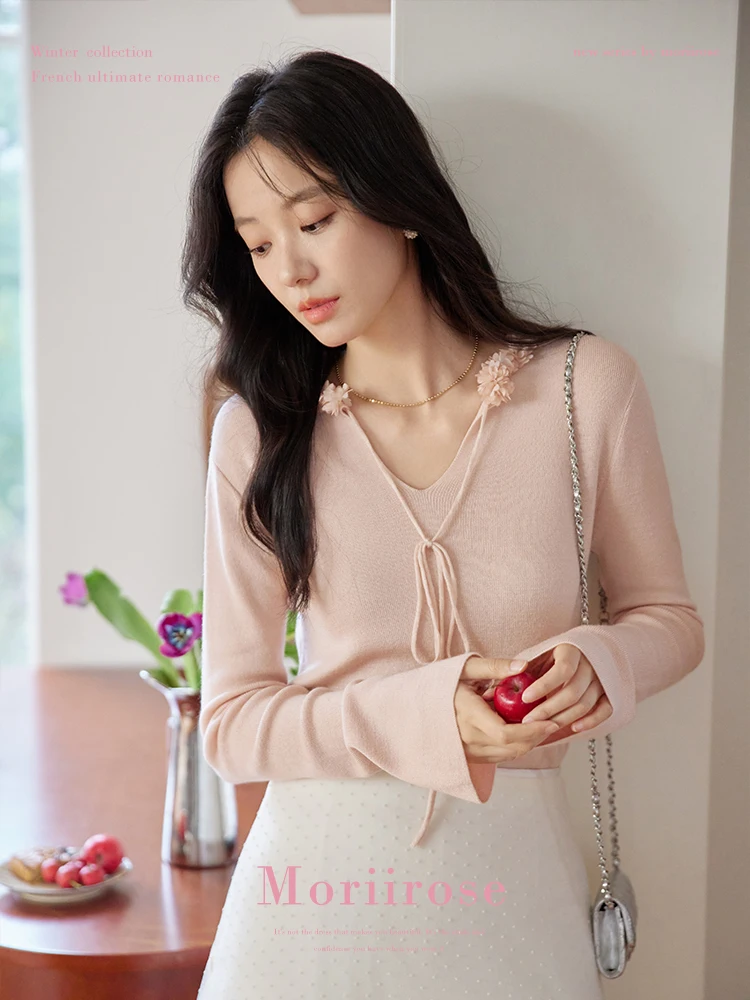 Moriirose Pink Lace Trim Knitted Top Women's V-Ne Vintage Loose Sle Long Sve Faionable Ele Autumn Top
Moriirose Pink Lace Trim Knitted Top Women's V-Ne Vintage Loose Sle Long Sve Faionable Ele Autumn Top