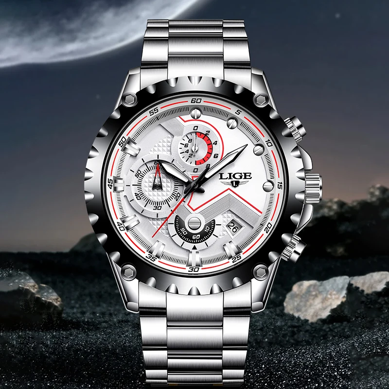 LIGE Fashion Luxury Man Watch Business Casual Sports Auto Date Stainless Steel Waterproof Quartz Watches for Men Chronograph+Box
LIGE Fashion Luxury Man Watch Business Casual Sports Auto Date Stainless Steel Waterproof Quartz Watches for Men Chronograph+Box