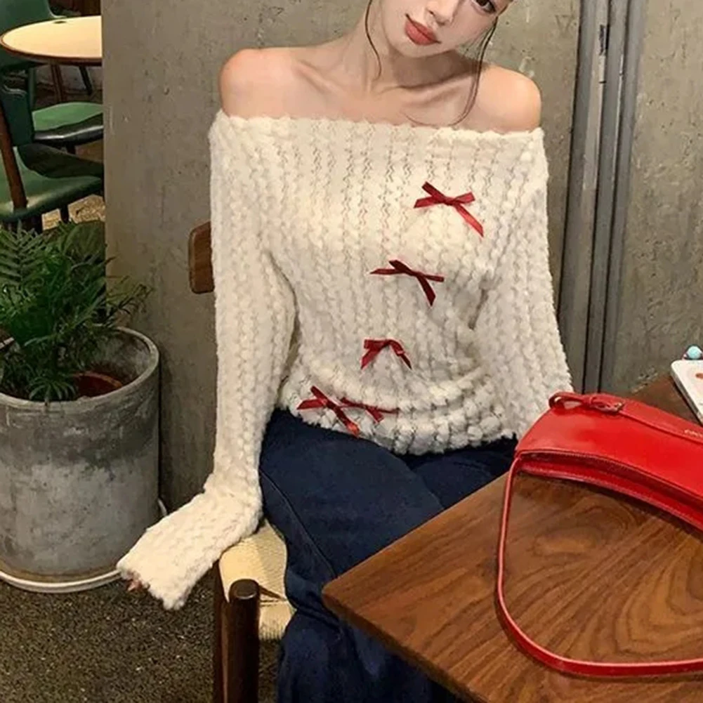 Casual Vacation Knitwear Knitted Sweater Bowknot Sweater 36-39cm Womens Off-Shoulder Sweater For Female High Stretch
Casual Vacation Knitwear Knitted Sweater Bowknot Sweater 36-39cm Womens Off-Shoulder Sweater For Female High Stretch