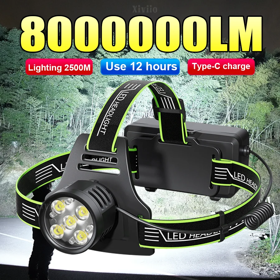 8000000LM Most Powerful LED Headlamp 5 LED Super Bright Headlight Long Range 2500m Camping Head Flashlight Outdoor Hunting Work
8000000LM Most Powerful LED Headlamp 5 LED Super Bright Headlight Long Range 2500m Camping Head Flashlight Outdoor Hunting Work