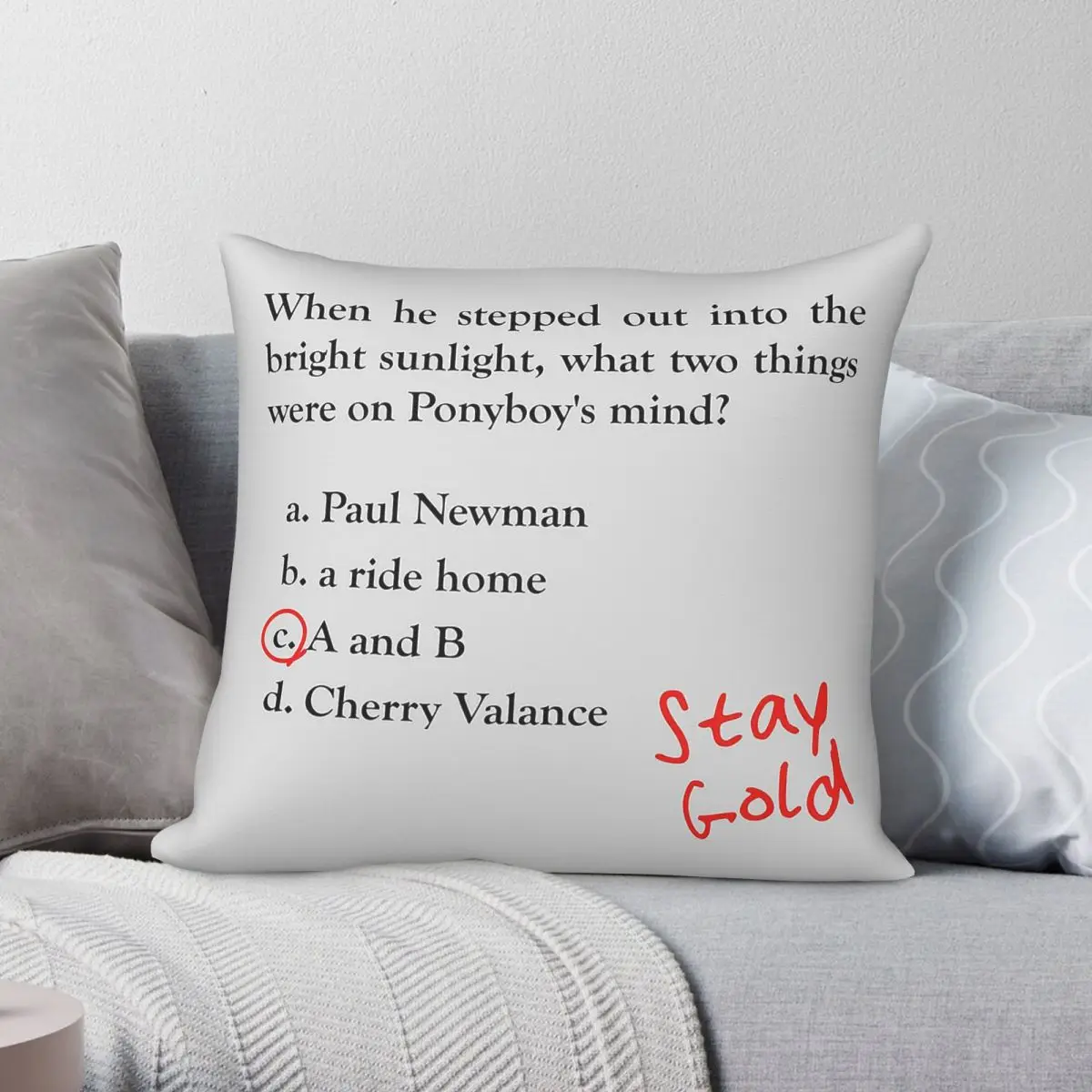 Outsiders Ponyboy Quiz Question Square Pillowcase Polyester Linen Velvet Creative Zip Decor Throw Pillow Case Car Cushion Cover
Outsiders Ponyboy Quiz Question Square Pillowcase Polyester Linen Velvet Creative Zip Decor Throw Pillow Case Car Cushion Cover