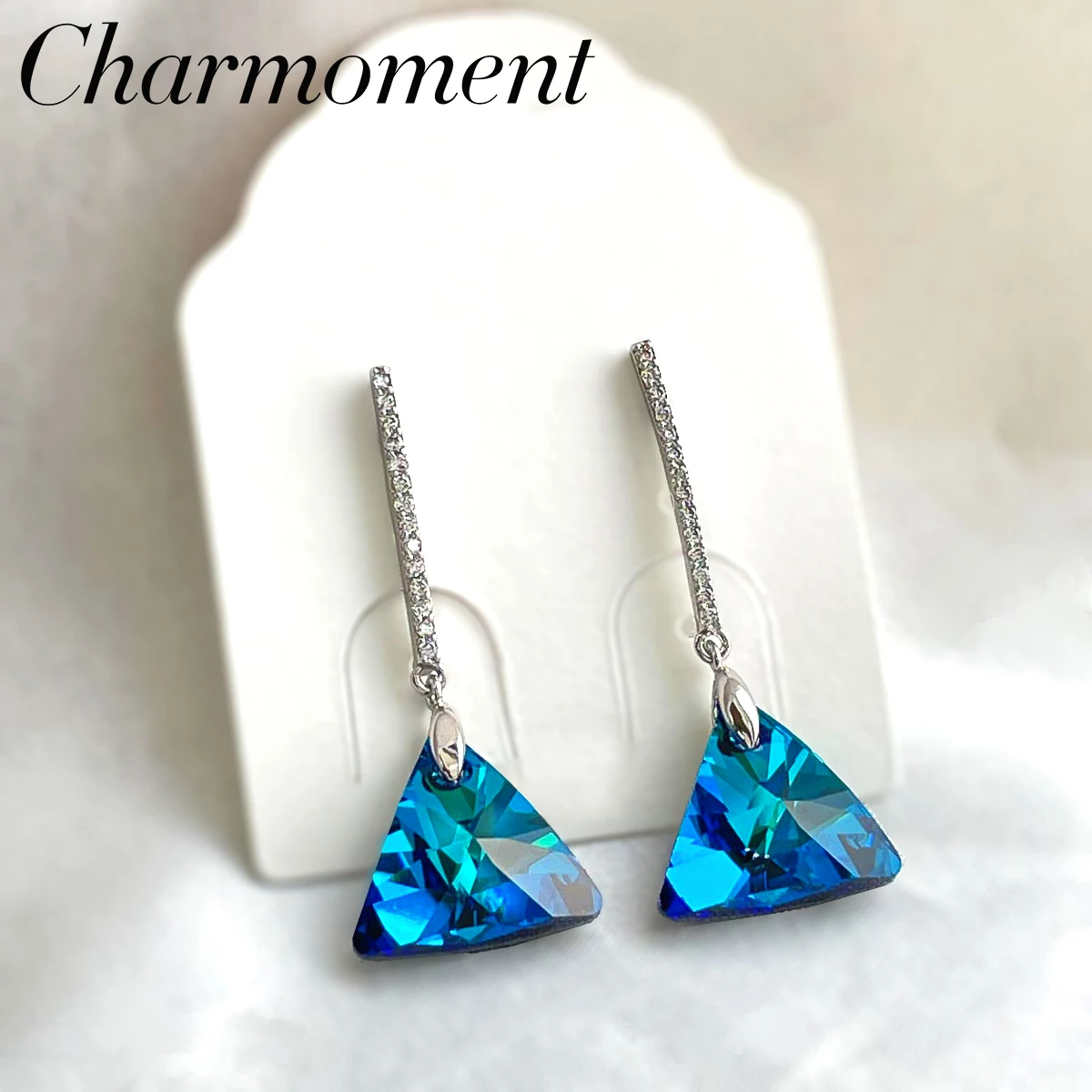 Charmoment Jewelry Blue Crystal Hanging Long Earrings Waterdrop Triangular Charm Silver Plated Temperament Girl Women Lover Gift
Charmoment Jewelry Blue Crystal Hanging Long Earrings Waterdrop Triangular Charm Silver Plated Temperament Girl Women Lover Gift
